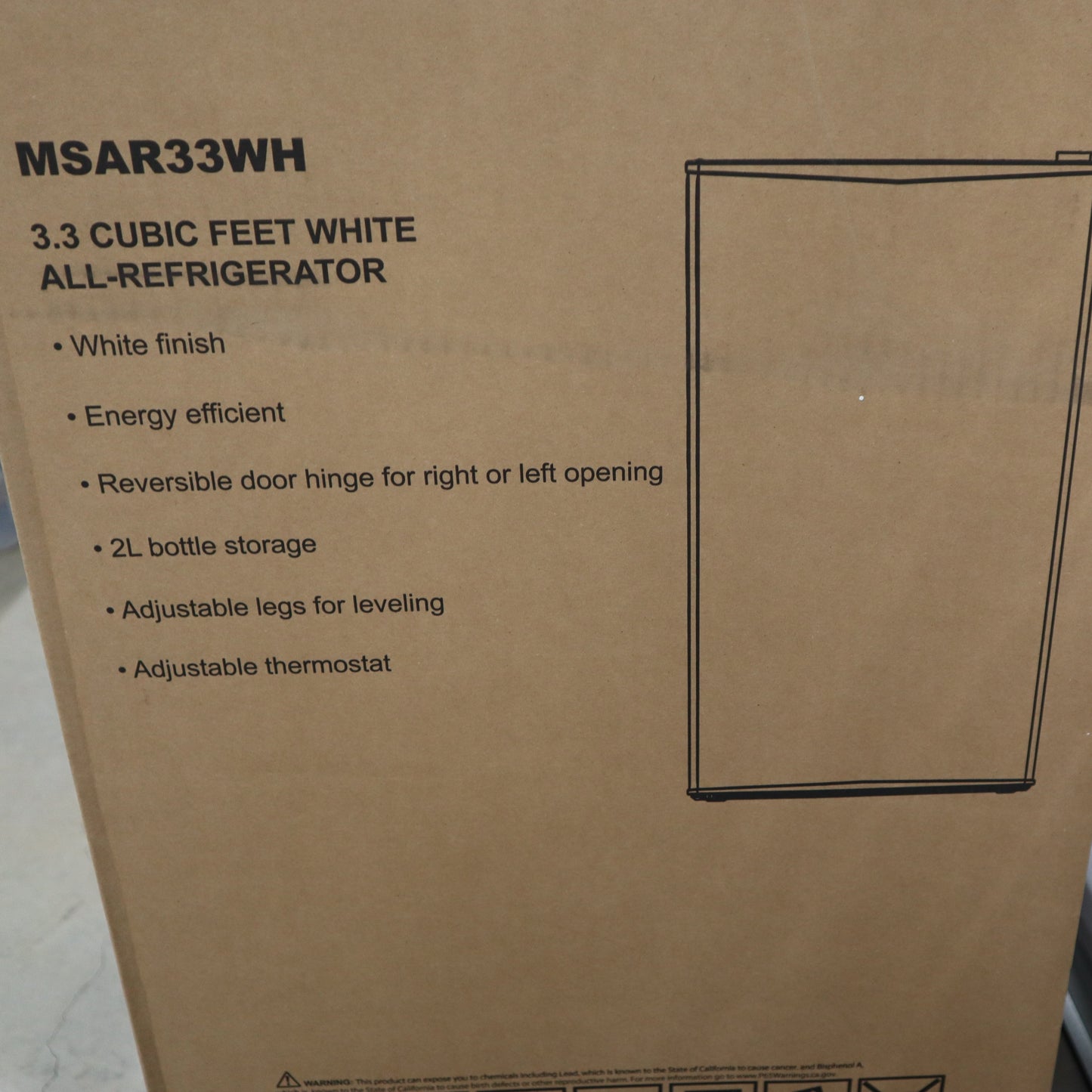 Seasons 3.3 Cu. Ft. All Fridge Compact Refrigerator. Energy Star, White - New